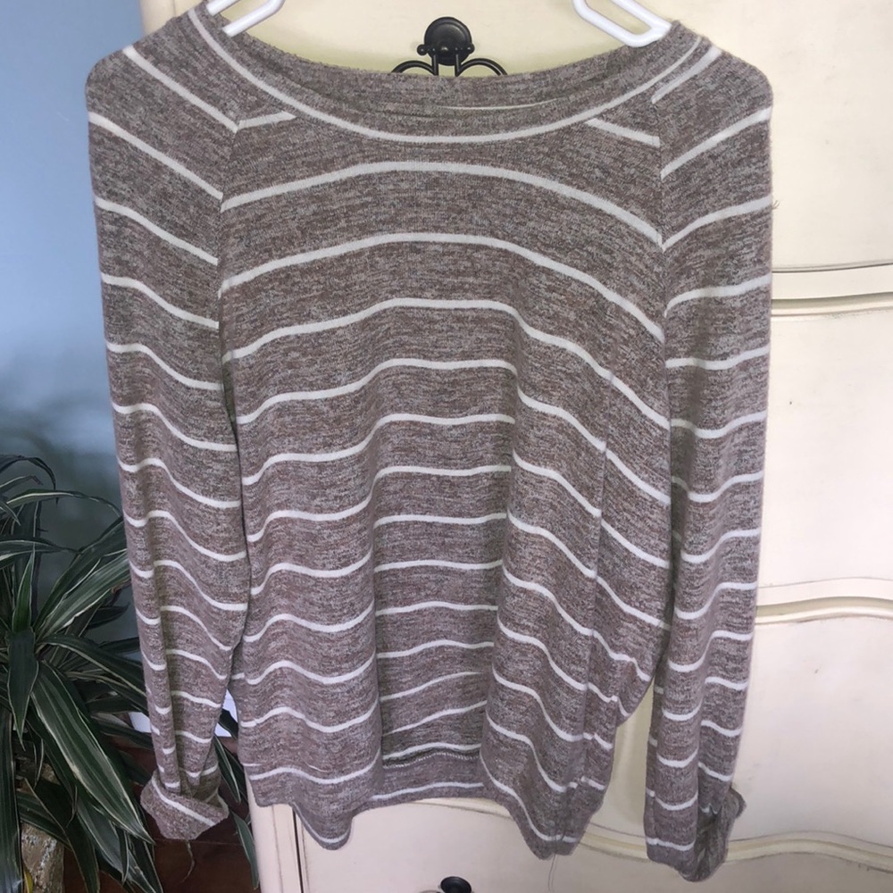 Brown and White striped sweater